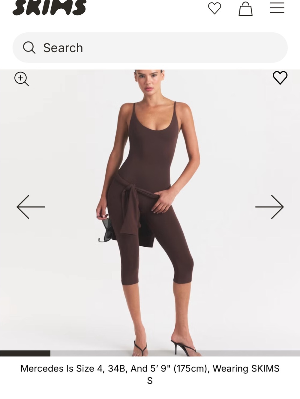 SKIMS Brown Scoop-Neck Capri Jumpsuit